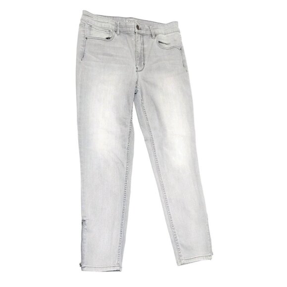 White House Black Market Denim - White House Black Market Jeans 8 Skinny Crop Light Wash Gray Stretch Zip Ankle